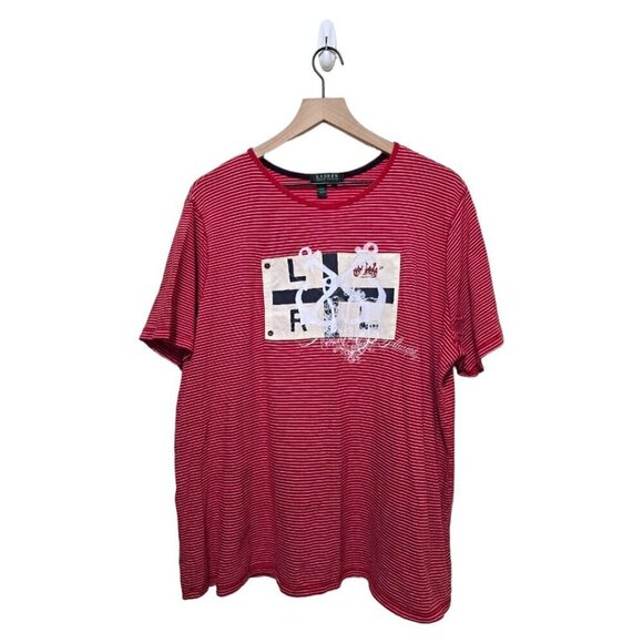Ralph Lauren Red Striped Nautical Cotton Tee Shirt Sz 2X - Picture 1 of 7